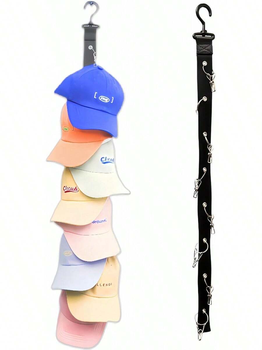 Hats Baseball Organizer Caps Hat Racks Ultimate 8-Cap Hold Baseball Cap Enthusiasts Organizer Closets Door Display Hat Hooks Wall Rack - màu đen - Xem 1