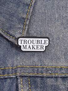 1 件休闲锌合金标语胸针，女士包袋配饰，四季学校礼物 - 黑白 - 查看 1