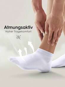 5/10 Pairs Women Low-Cut Breathable Simple Solid Color Socks, Thin Personal Socks Essential For Travel And Vacation - White - View 4