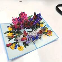 Handmade 3D Butterfly Pop Up Greeting Card - Vibrant Floral Design With Colorful Butterflies, Elegant Gift For Mother's Day, Birthday, Anniversary, Valentine's, Thanksgiving, Father's Day - Wife, Girlfriend, Mother, Special Occasion Card | 3D Popup Card | Intricate Craftsmanship
