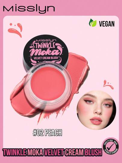  MISSLYN 闪亮摩卡丝绒腮红，乳霜转粉状质地，易于涂抹，持久显色，6 种色号可选，轻盈易晕染，高显色度，妆效精致，彩妆品牌，面部彩妆，适合女性和女孩，冬季必备，Y2K 风格，时尚百搭，生日礼物，情人节礼物，派对礼物，新年礼物，最佳颜色，无动物实验，纯素。