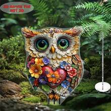 梦幻波西米亚风格亚克力猫头鹰花园桩，7.87 英寸 X 5.5 英寸 - 防风雨户外盆栽和花园装饰，异想天开的庭院艺术 - 多彩的 - 查看 2