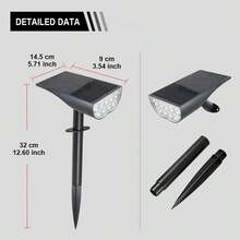9个太阳能LED射灯，防水户外花园小径景观灯 - 黑色 - 查看 12