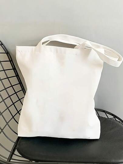 10个/1个帆布手提袋，时尚可重复使用购物袋，手提袋，大容量帆布单肩包，手提袋，米色帆布包，可折叠可重复使用布质手提袋，手绘帆布包，简约大号学生书包，单肩包，包