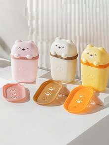1PC Travel Soap Box Cute And Fun Sealed With Lid Drainage Cartoon Soap Fat Soap Box Travel Drainage Soap Storage New Box Portable With Lid Sealed Soap Box