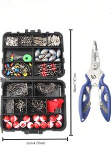 264 pièces Kit d'articles de pêche complet - Kit complet avec crochets de leurre, émerillons, lests et divers accessoires pour équipement de pêche des pêcheurs