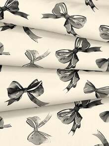 3 件水彩米色黑色蝴蝶结可爱数码印花羽绒被套套装(1 个羽绒被套 + 2 个枕套,无填充物),日常使用涤纶柔软亲肤,适用于卧室、室内、所有季节 - 彩色 - 查看 11