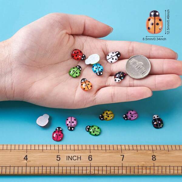 50 Pieces Mini Ladybug Decoration Craft Playhouse Glow-In-The-Dark Mini Resin Animal Playhouse Miniature Fairy Garden Landscape Planter
