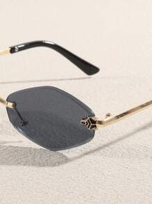 1 buc Ochelari de soare personalizați în formă de diamant fără ramă, noi europeni și americani, de înaltă calitate, pentru stradă, versatili, pentru doamne, ochelari de soare cu formă geometrică