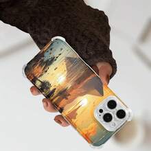 Funda para teléfono (1 unidad). Diseño con estampado de cocoteros al atardecer. Compatible con 16 Plus, XS, 15 Pro, 12, 13 Pro, 14 y 11. Cuenta con TPU transparente y esquinas suaves. - Colores mixtos 1 - Ver 5