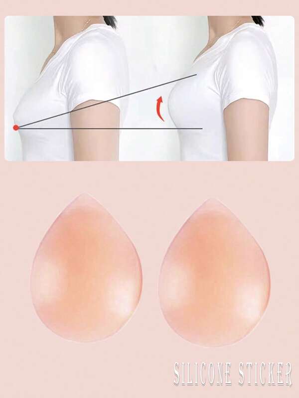 1 Pair Teardrop-Shaped Silicone Nipple Covers, Waterproof, Sweat-Proof, Invisible, Reusable Breast Petals For Lift And Cleavage