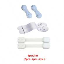 5/10packs Cabinet Locks, For Drawer, Fridge, Washing Machine, Dish Chair, Cupboard, Closet, Oven, Trash Can, No Adhesive Adjustable Multi-Purpose Lock Buckle, White