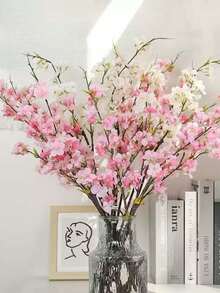 1PC/3PCS/6PCS, Artificial Cherry Blossom Flower Bouquet, Plastic Fake Peach Blossoms,Modern Minimalism Style-For Spring Decorations Home, Vases, Weddings, Parties, Living Room, Bedroom, DIY Walls, New Year's Gifts Valentine's Day Gifts - Multicolor - View 5