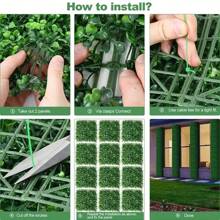1/4/10 piezas Paneles de pared de hierba artificial Boj verde follaje Telón de fondo de pared vegetal Seto artificial Planta espesa protegida contra los rayos UV Pantalla de privacidad para decoración de jardín interior y exterior