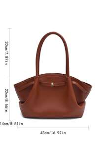 1pc Ladies Retro Solid Color PU Leather Shoulder Bag, Large Capacity Handbag With Double Handles And Snap Closure, Suitable For Travel, Shopping, Dating, Gifts For Women, Fit For Teenagers, College Students, Beginners And Office Ladies, Great For Office, School, Work, Business, Commuting, Outdoor, Travel, Picnic