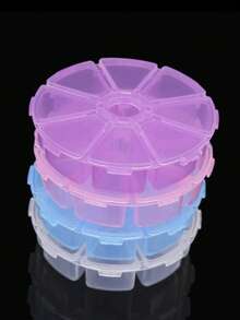 Organizador de joyas redondo de 8 compartimientos, caja de plástico transparente para almacenamiento de gemas, cuentas y artesanía de joyería, selección de multicolor - Multicolor - Ver 3