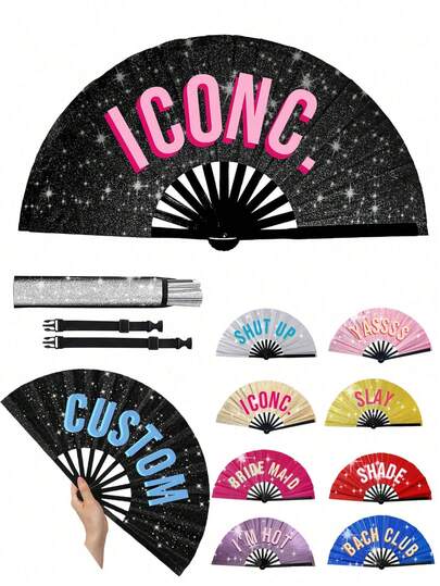 名前/ロゴ入りカラー結婚式用扇子、ユニセックスレイブ扇子、YASSSファン、コンサートグッズ、クラシックDIY扇子、装飾用高品質カスタム扇子、パーソナライズ、スタイリッシュ、繊細、ユニーク、彼女、彼氏、彼女への理想的なギフト