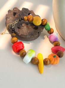 1pc Charming Vegetable Shaped Unique Design Colorful Women Necklace, Suitable For Vacation, Party, Minimalist Outfit Accessories