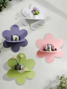 1pc Bohemian Style Cute Floating Shelf, Wooden Flower Floating Rack, Wall Crystal Storage Rack, Minimalist Home Decor Pendant, Crystal Oil Display Stand, Wall-Mounted Wooden Rack, Wall Decor Gift For Birthday, Graduation, Bedroom, Living Room, Bathroom, Kitchen, Office, Home Decoration