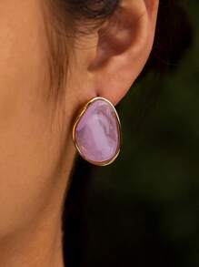 1 par de pendientes de acero inoxidable, pendientes de resina multicolor para el verano, joyería adecuada para que las mujeres usen al salir y en cualquier ocasión