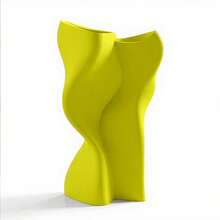 ORIZZONTE Modern Dual Wobble Sculptural Vase - Decorative Vase For Fresh Or Dried Flowers, Organic And Minimalist Design For Home, Office, Desk Or Shelf Decor, 14.9 * 12.1 * 24 Cm, 100% Made In Italy - Yellow - View 2