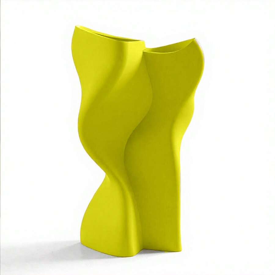 ORIZZONTE Modern Dual Wobble Sculptural Vase - Decorative Vase For Fresh Or Dried Flowers, Organic And Minimalist Design For Home, Office, Desk Or Shelf Decor, 14.9 * 12.1 * 24 Cm, 100% Made In Italy