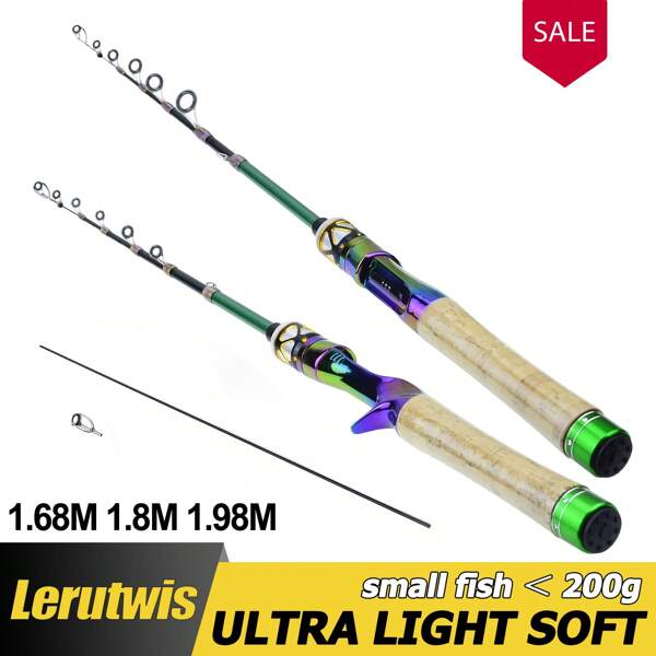 1.68M 1.8M 1.98M Carbon MINI Ultra Light Ul Power Telescopic Fishing Rod Casting Spinning Pocket Rod Test 1-5g Stream Small Fish Pole