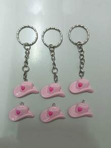 30pcs Pink Cute Hat Keychains, Including 10 Pink Love Cowboy Hats, 10 Pink Cardstock Sheets And 10 White Mesh Bags, Suitable For Creative Gift Keychains, Bags, Pendants, Birthday Party Favors, Birthdays, Weddings, Carnivals Wait.