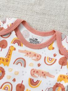 4件套婴儿男女宝宝0-12个月纯棉休闲短袖可爱卡通连体衣四季皆宜