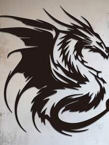 1 件金属龙壁饰 - 动物主题墙饰，适合家庭办公室，室内纵向摆放，无需电力，不含羽毛 - 黑色G - 查看 3