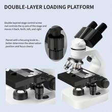 Microscopio compuesto binocular con 4 objetivos, aumento de 40X a 2500X, actualizado con luces LED superior e inferior, incluye oculares y accesorios de observación, microscopio de sobremesa con armazón de metal para experimentos científicos