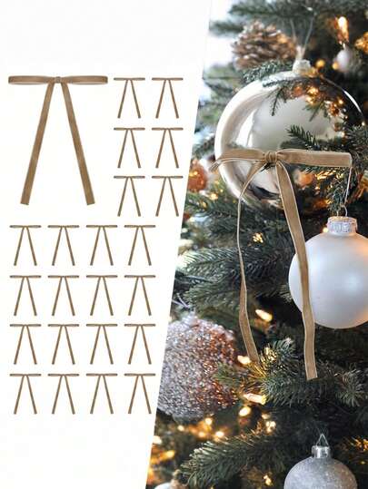 24 件丝带天鹅绒圣诞树蝴蝶结门花环装饰复古花环蝴蝶结，天鹅绒圣诞花饰蝴蝶结乡村天鹅绒圣诞楼梯花环 B，圣诞装饰品，圣诞家居装饰，圣诞礼物，圣诞树饰品，圣诞树装饰，复古圣诞树顶饰蝴蝶结，圣诞户外蝴蝶结，圣诞蝴蝶结装饰（3/8 英寸宽，5 * 7 英寸）