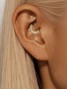 1pc Diamond Zirconia Septum Nose Ring, Cartilage Earring - Yellow Gold - View 6