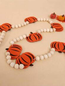 2 件 7.5 英尺南瓜木制万圣节横幅，秋季毡南瓜花环，预组装秋收南瓜花环横幅，适用于秋季感恩节派对、万圣节、卧室、鬼屋、壁炉墙、室内、室外、生日、家居悬挂装饰