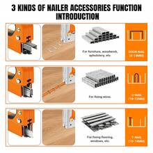 AutoFu Heavy Duty Hand Tacker Staple Gun - 3000 Staples 3 Type Nails Stapler, 3 In 1 Upholstery Stapler For Fixing Material, Decoration, Carpentry, Furniture, Doors And Windows Back To School - Orange - View 3