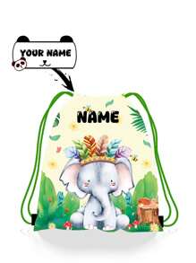 单只装，纤薄设计。可定制的抽绳口袋饰有可爱的动物图案，并可印上您的名字或节日祝福语。打造专属您的背包。这款背包非常适合女孩、男孩和青少年日常使用，包括郊游、旅行、运动、游泳、徒步旅行和其他户外活动。返校时尚之选。 - 綠色 - 查看 12