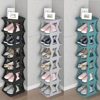9-Tier Narrow Entry Plastic Vertical Shoe Rack, Space Saving Freestanding Shoe Storage Organizer For Closet, Hallway