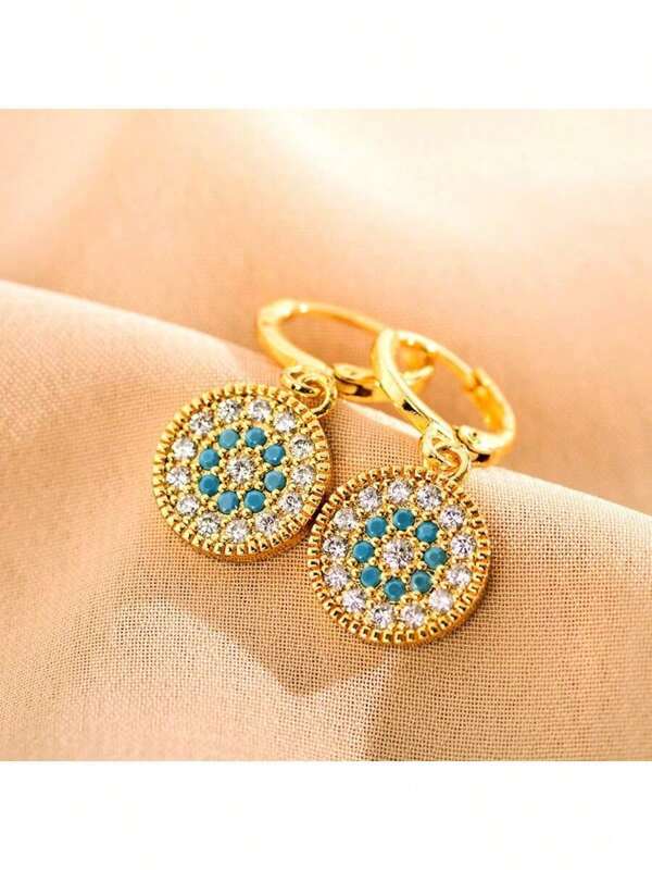1 paire de boucles d'oreilles cubiques en zircone incrustées de style coréen, minimalistes, accessoires de mode de luxe haut de gamme pour les oreilles