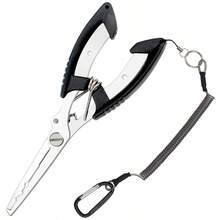 长嘴钓鱼钳不锈钢鱼钩钳去钩器开口环钳带挂绳适用于淡水咸水