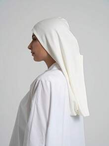 1条女士经典纯色头巾，三种佩戴方式，弹性莫代尔面料，舒适柔软，适合日常佩戴、运动、瑜伽等场合。 - 白色 - 查看 4