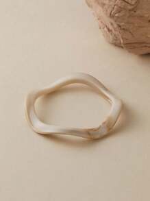 1pc Elegant Wavy Resin Wide Bangle Bracelet, Versatile Beach Vacation Style