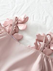 Abito a maniche lunghe con fiori 3D per ragazze giovani, di colore tinta unita, elegante, per la moda primavera, per bambine dai 3 ai 7 anni