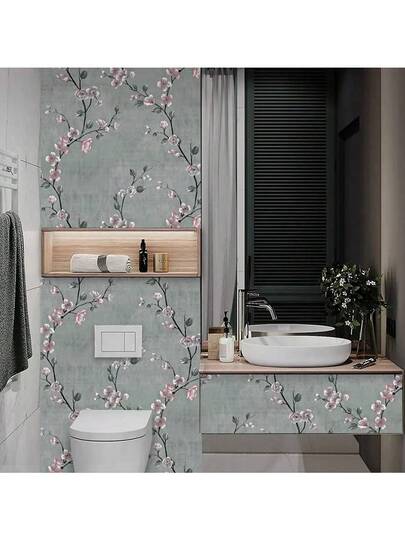 Roll Of Roze Bloemen Wallpaper Plum Blossom Self Adhesive Vinyl Peel Off Contact Paper Bedroom Living Room Wand Home ation Stickers Kitchen Countertop Cabinet Door Furniture Renovation Hoes Film DIY Easy Installation Removable 17.7in*393.7/196.8/118.1/39.3in view 4
