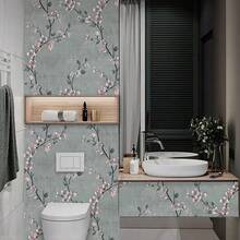 1 卷粉色花卉壁纸梅花自粘乙烯基撕拉式接触纸卧室和客厅墙壁家居装饰墙贴厨房台面橱柜门家具翻新覆盖膜 DIY 易于安装可移除壁纸 17.7 英寸 * 393.7/196.8/118.1/39.3 英寸 - 深灰色 - 查看 5