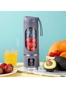 RAF 1pc 450ml Wireless Portable Blender Electric Juicer Machine, USB Rechargeable Mini Fruit Juicer Mixer With 10 Blades And Dual Cup, Multi-Functional Juice Cup Blender For Kitchen Food Processor At Home Or Outdoors, Perfect For Vegetables