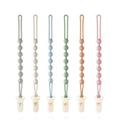 1pc Baby Silicone Pacifier Clip, One-Piece Bead Design, Soft & Flexible, Textured, Suitable For Baby Boys And Girls, Essential For Newborns
