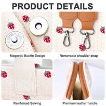 Canvas Tote Bag For Women With Pockets Crossbody Bag Tote Shoulder Handbags Casual Work Bags Everything Tote Bag - 小草莓 - 查看 3