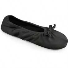 Women's Stretch Satin Ballet Slippers For Christmas - Black - View 1
