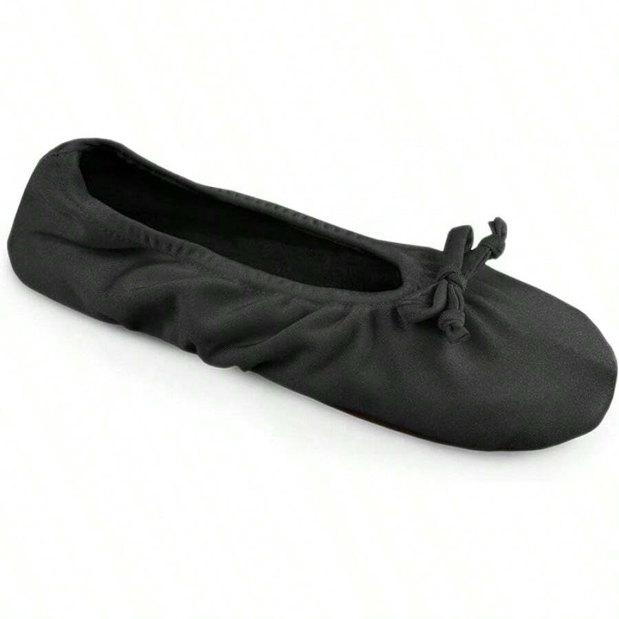Women's Stretch Satin Ballet Slippers For Christmas - Black - View 1