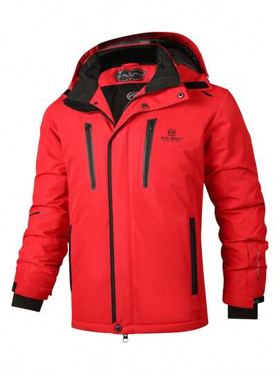 Men's Winter Ski Jacket, Outdoor Fashion Thick Warm Ski Jacket, Men's Hooded Thick Mountaineering Windbreaker, Korean Casual Stylish Ski Jacket, Multi-Pocket Men's Ski Jacket Sports